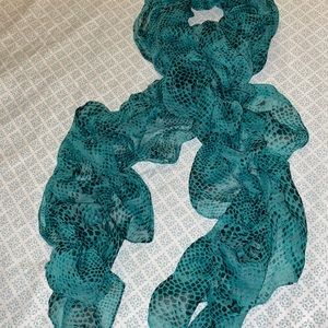 Unbranded Teal Ruffle Snakeskin Scarf 🐍